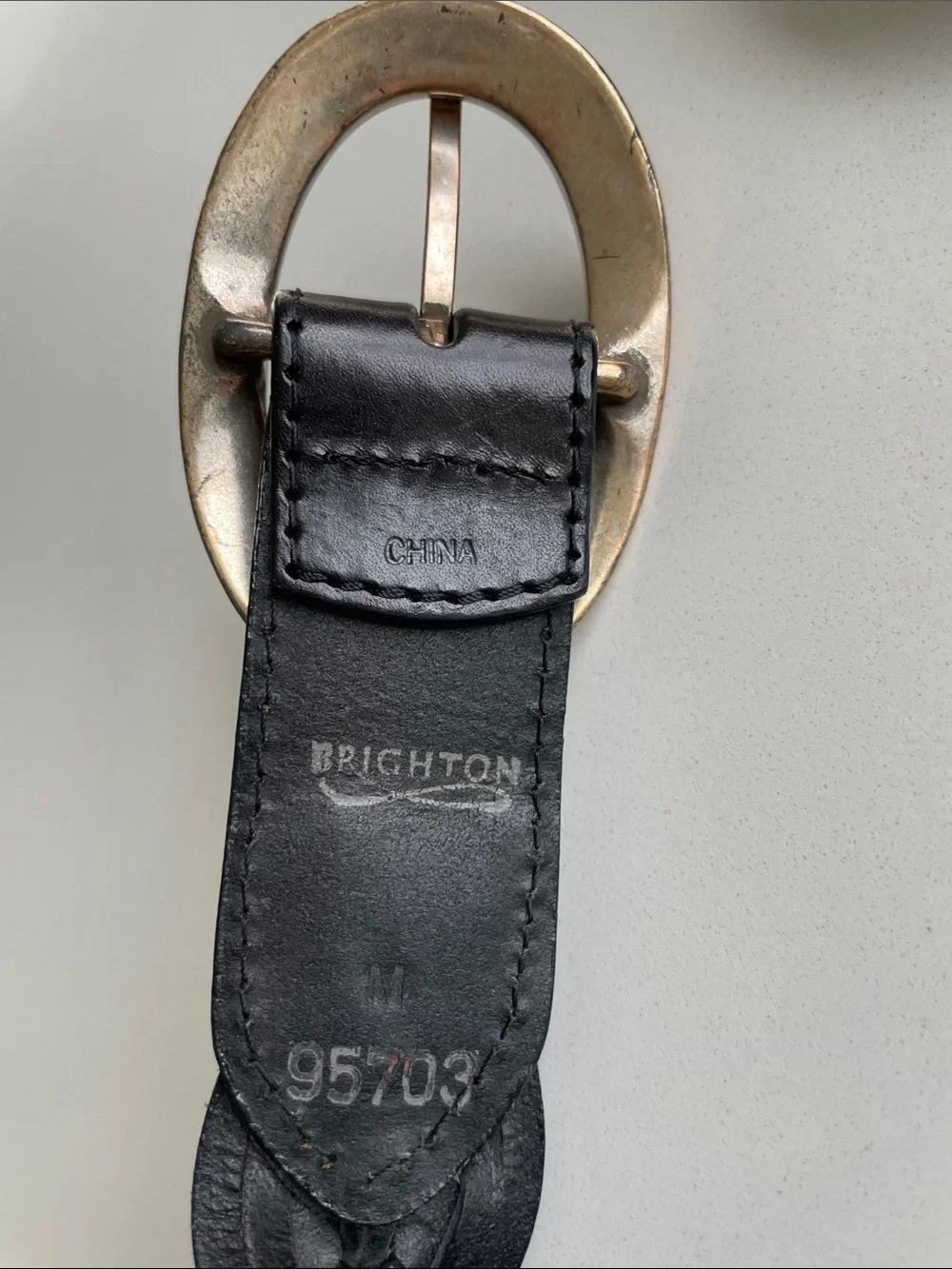 Vintage Brighton Black Braided Leather Belt Style 95703 Medium Western Boho